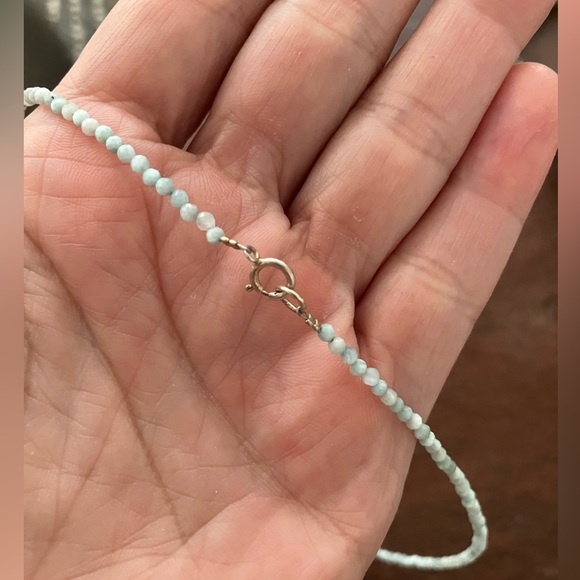 Natural Larimar Faceted 2.5mm beaded necklace - 16 inches - Picture 4 of 5